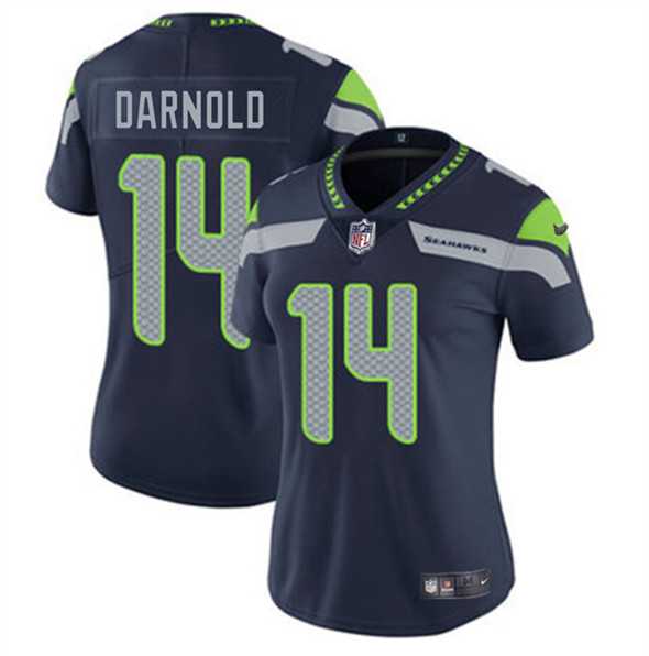 Womens Seattle Seahawks #14 Sam Darnold Navy 2025 Vapor Limited Stitched Jersey Dzhi